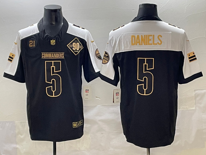 Men Washington Commanders #5 Daniels black 2025 Nike NFL jersey style 3